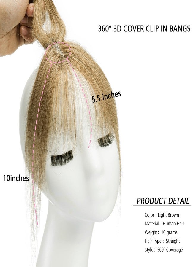 DILUSILK 360° 3D Cover Clip-in Hair Topper with Bangs Light Brown 100% Human Real HairToppers for Women Seamless Base for Thinning Hair - Image 2